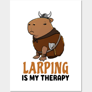 Larping is my therapy Capybara Viking Posters and Art